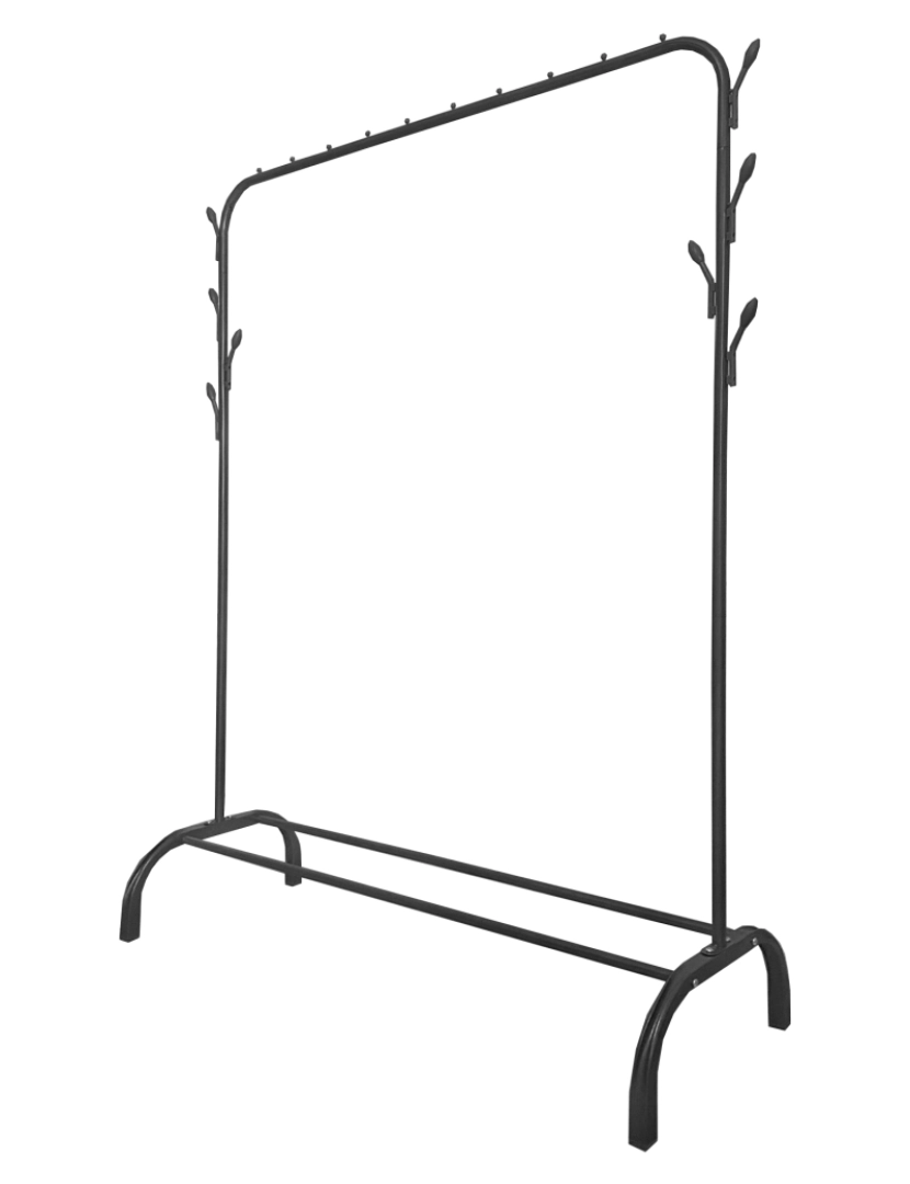 imagem de Donkey Premium Rack 1 Suporte Cabideiro Nyana Home 148x110x41cm, 2 barras suspensas, 1 prateleira inferior Preto.4