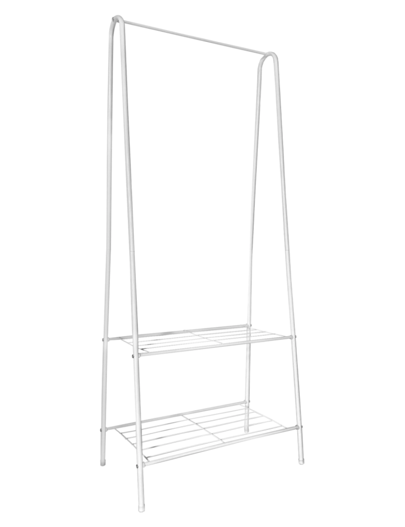 imagem de Cabide de burro de metal angular Premium Nyana Home 151x60x34cm, 1 prateleira suspensa, 1 prateleira inferior Branca.3