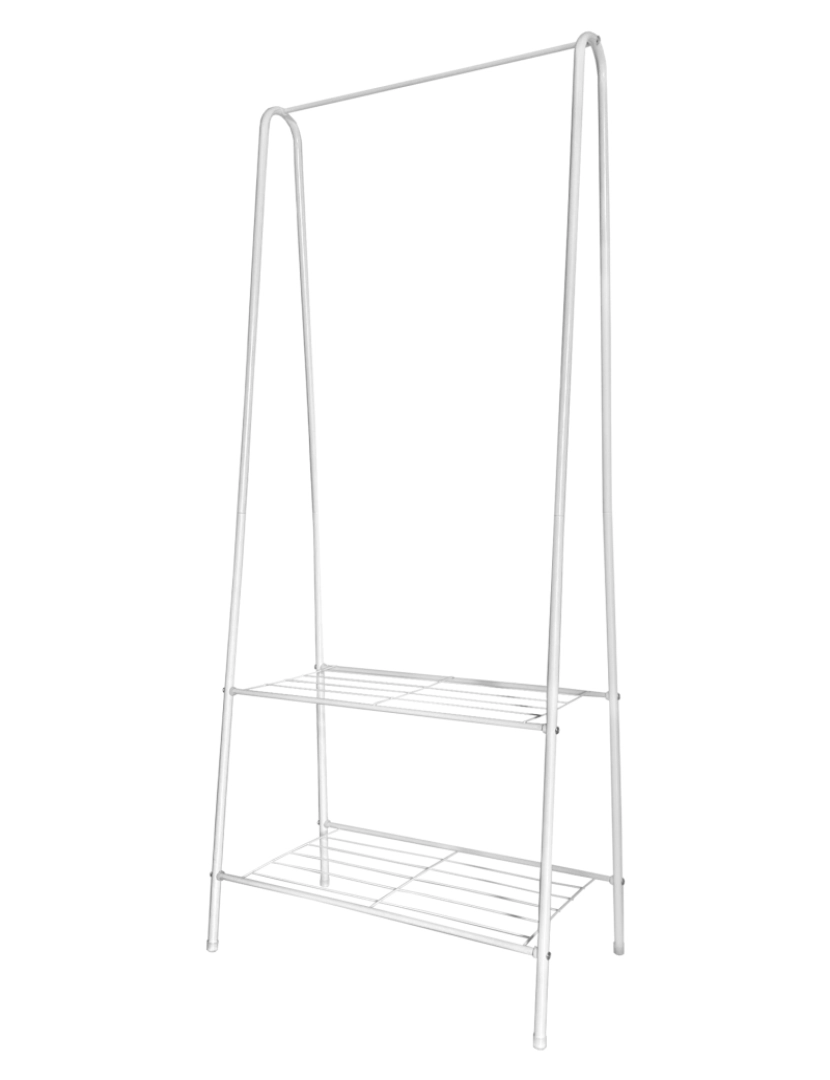 imagem de Cabide de burro de metal angular Premium Nyana Home 151x60x34cm, 1 prateleira suspensa, 1 prateleira inferior Branca.4