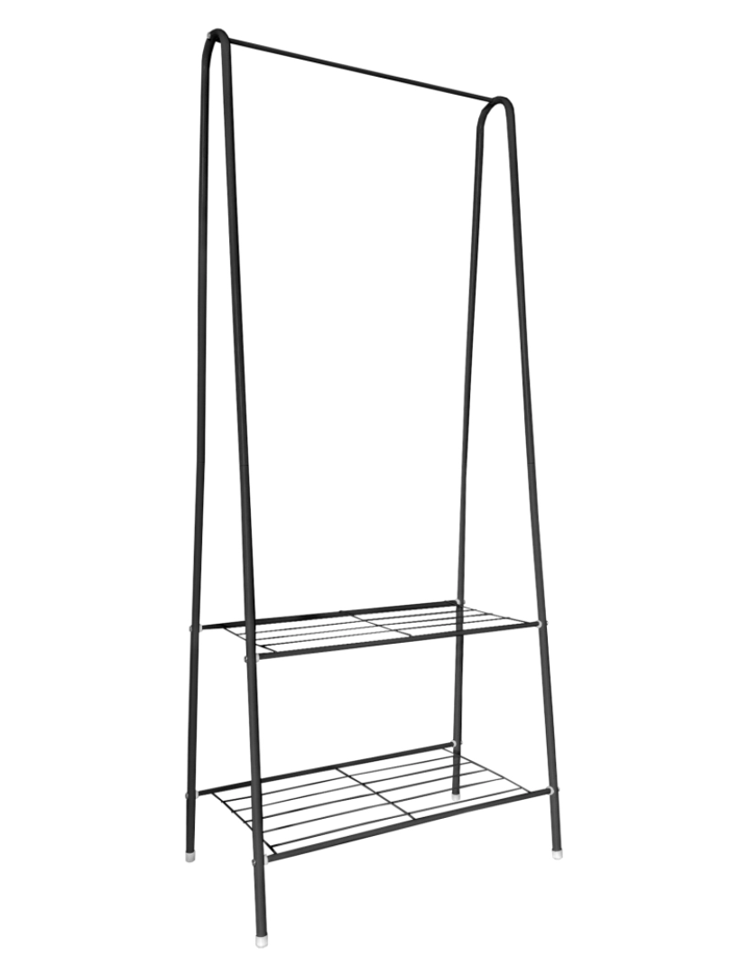 imagem de Cabide de burro de metal angular premium Nyana Home 151x60x34cm, 1 prateleira suspensa, 1 prateleira inferior Preto.3