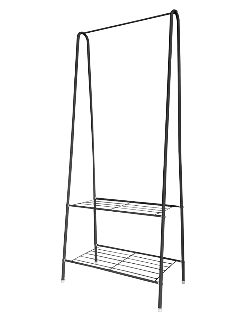 imagem de Cabide de burro de metal angular premium Nyana Home 151x60x34cm, 1 prateleira suspensa, 1 prateleira inferior Preto.4