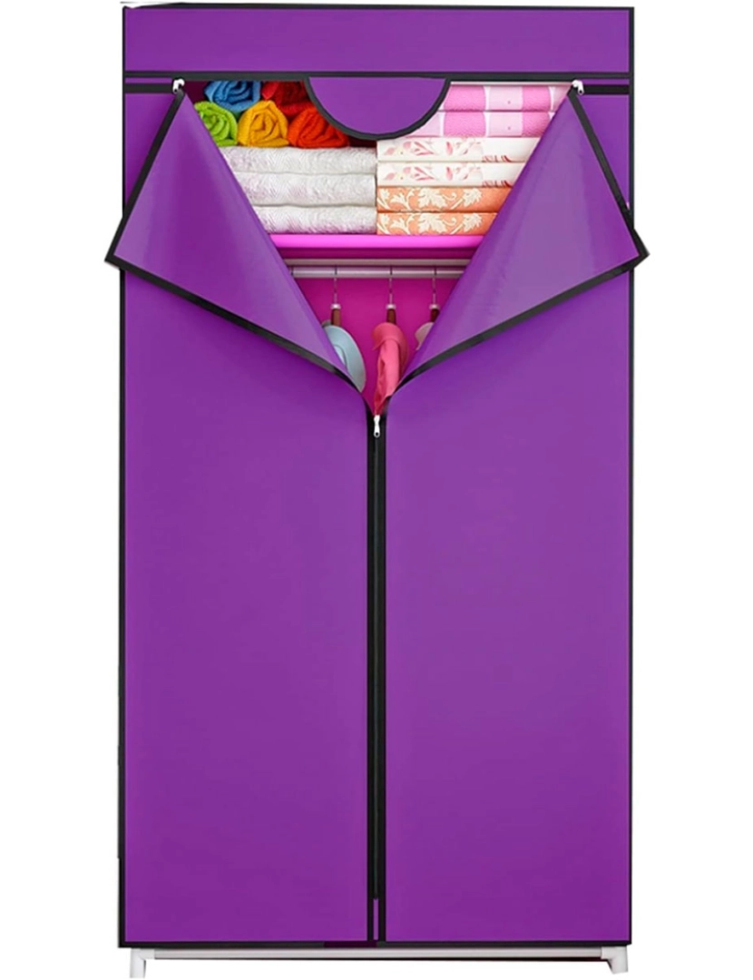 Nyana - Armário de Pano com Zíper Nyana Home 155x70cm 1 furo, 1 porta, 1 armário Roxo