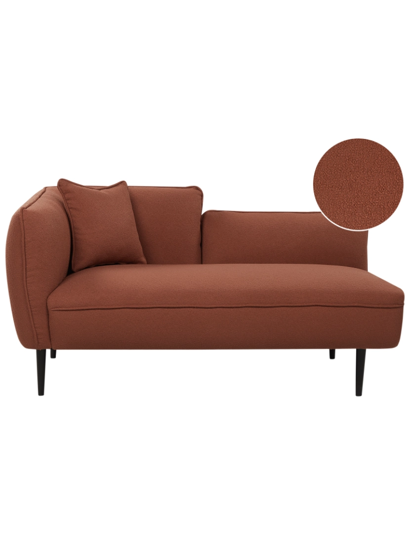 Beliani - Chaise-longue à esquerda em tecido bouclé vermelho escuro com pernas metálicas e almofada de estilo moderno