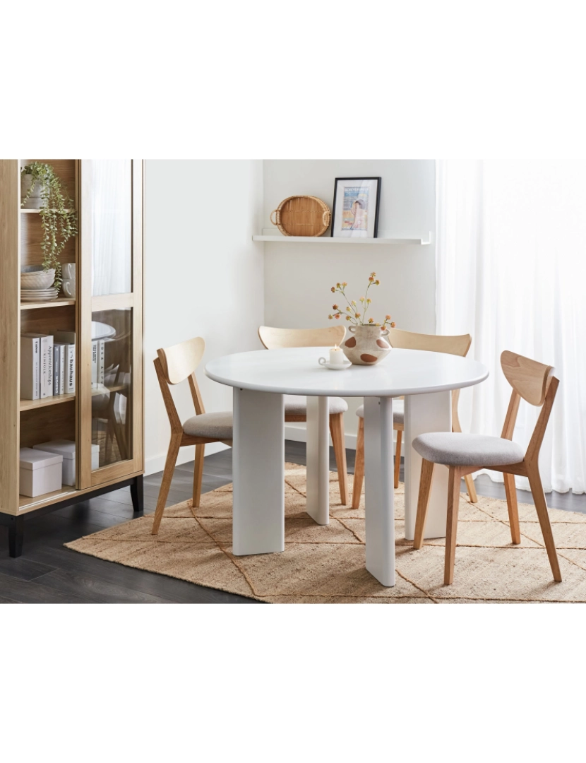 imagem de Mesa de jantar redonda em MDF branco ø 120 cm sala de jantar cozinha design moderno3