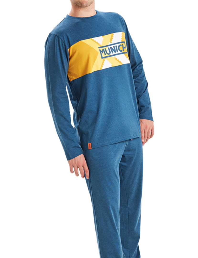 imagem de MU1 pijama masculino de inverno com manga comprida e gola redonda2