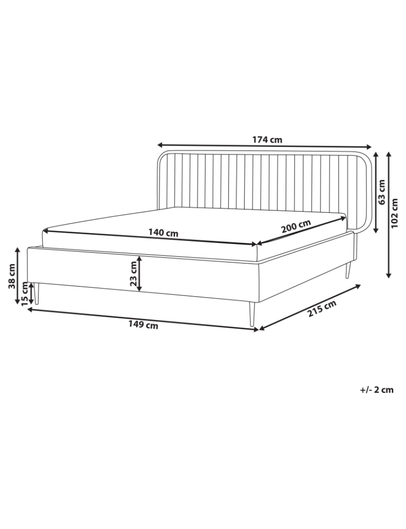 imagem de Cama de casal estofada em veludo taupe 140x200 com cabeceira e pernas metálicas design moderno para quarto2