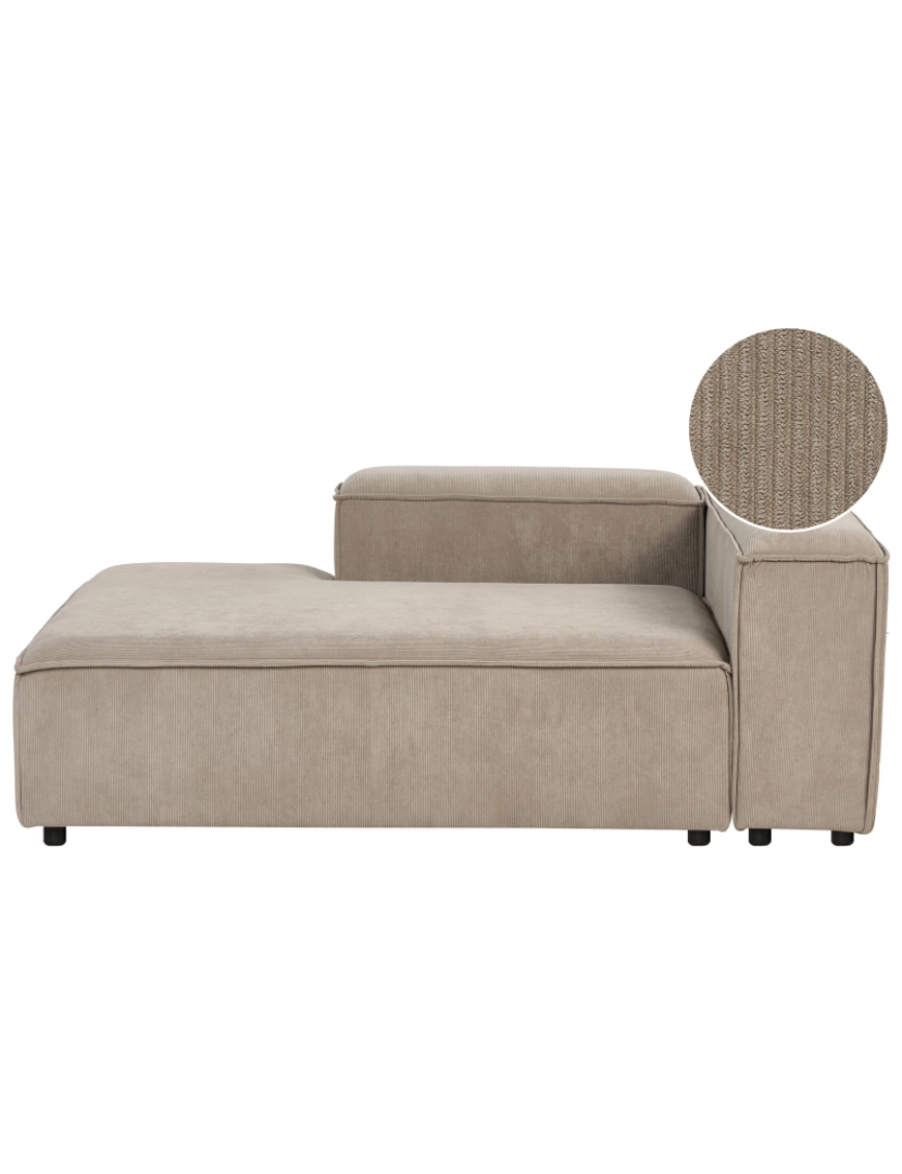 Beliani - Chaise Longue à direita em bombazine taupe com pernas sintéticas estilo moderno para sala de estar