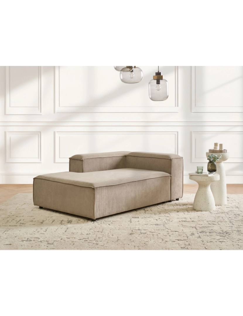 imagem de Chaise Longue à direita em bombazine taupe com pernas sintéticas estilo moderno para sala de estar3