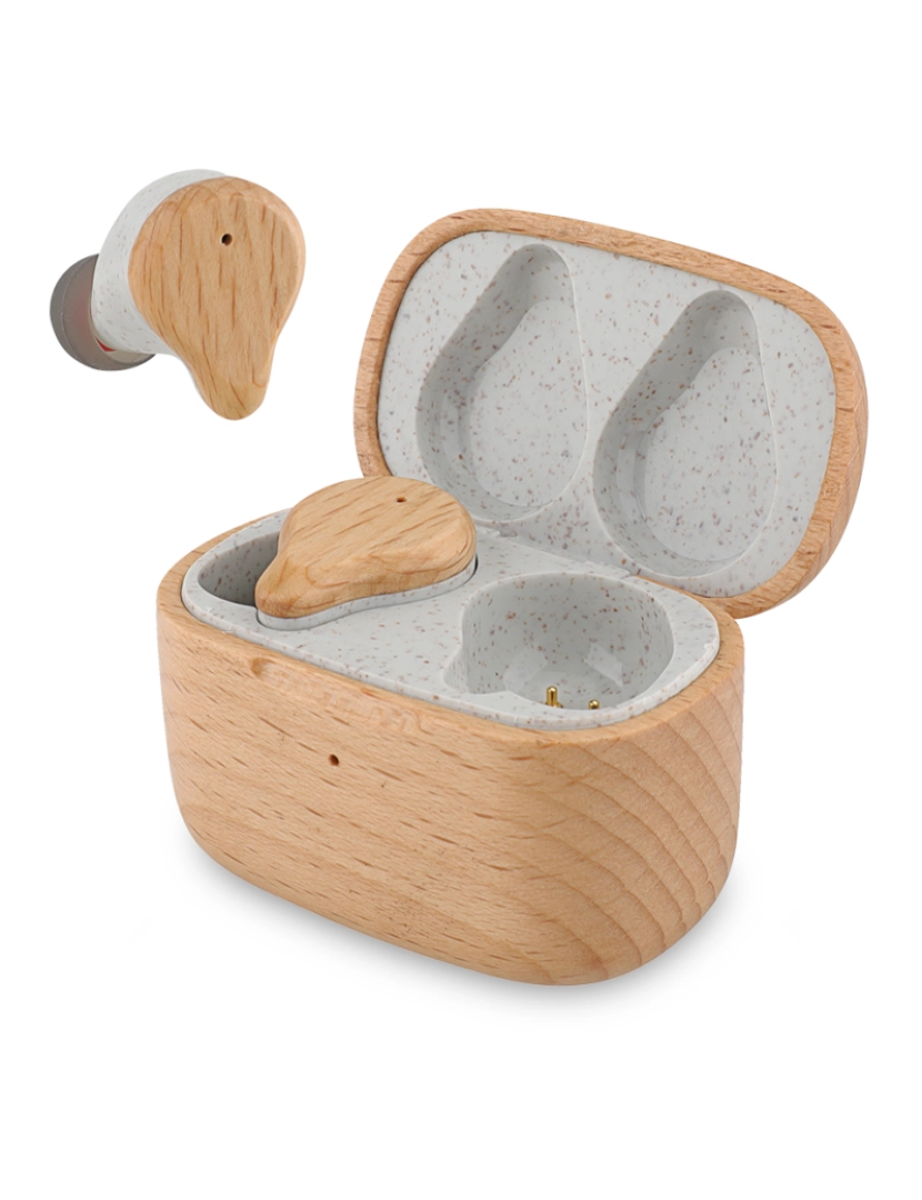 imagem de Auriculares Bluetooth PRIXTON Earbuds Eco TWS163 Wood - Madeira3