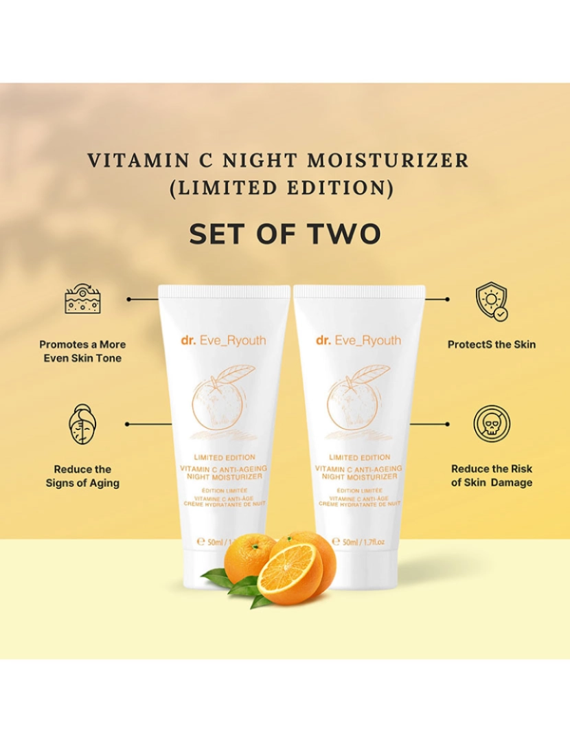 Dr. Eve Ryouth - Hidratante noturno com vitamina C 50ml (edição limitada) x 2