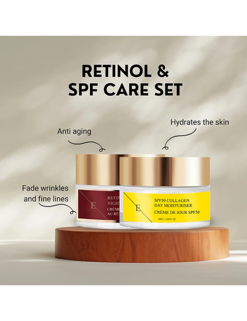 Erth Skin London - Hidratante Noturno Retinol 50ml + Creme Diurno Colágeno FPS 50 50ml