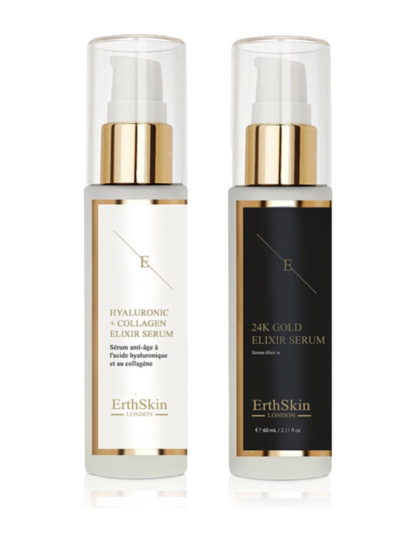 Erth Skin London - SÉRUM ELIXIR ANTI-RUGAS OURO 24K - 60ml + Sérum Ácido Hialurônico e Colágeno - 60ml