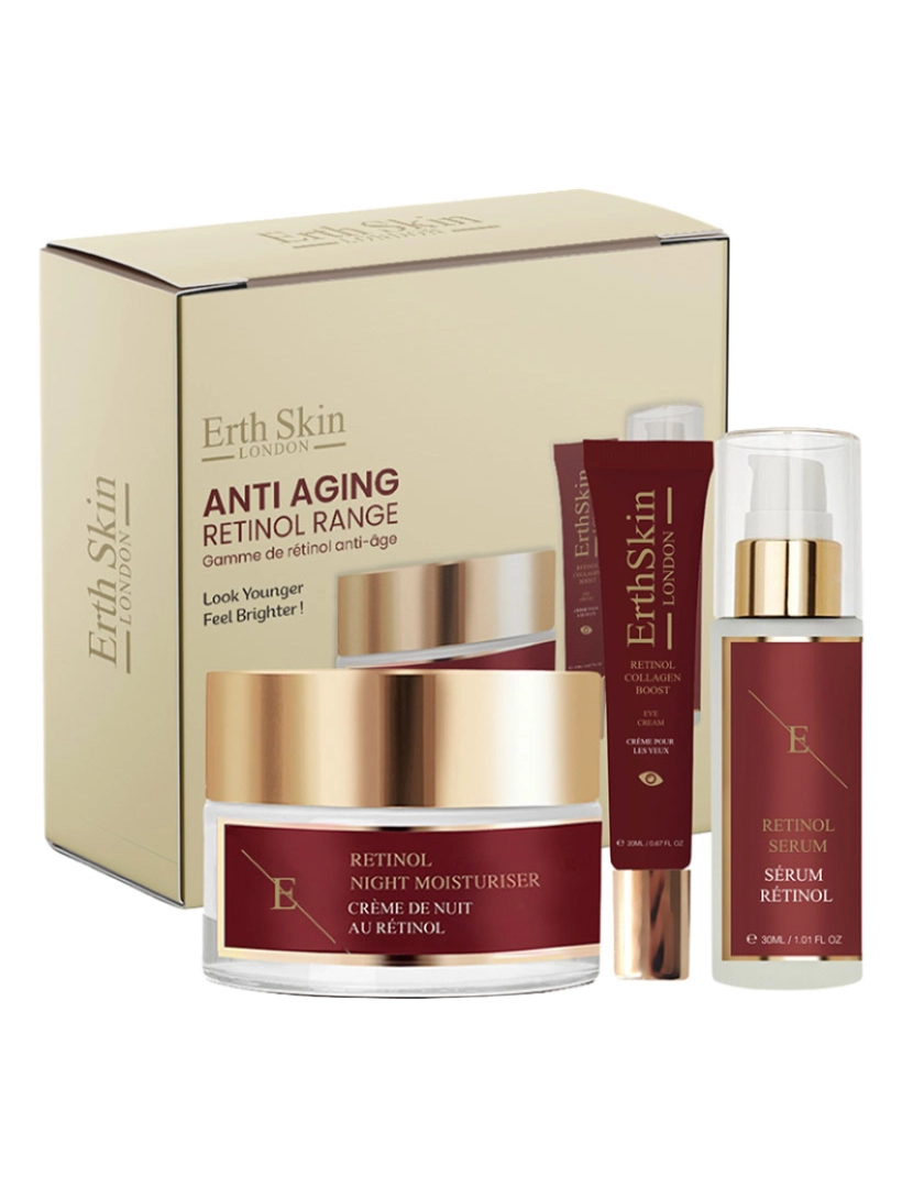 Erth Skin London - Conjunto Retino (RETINOL COLLAGEN BOOST EYE CREAM 20ML + RETINOL MOISTURIZER 50ML+ PRO RETINOL  + SORO 30ML)