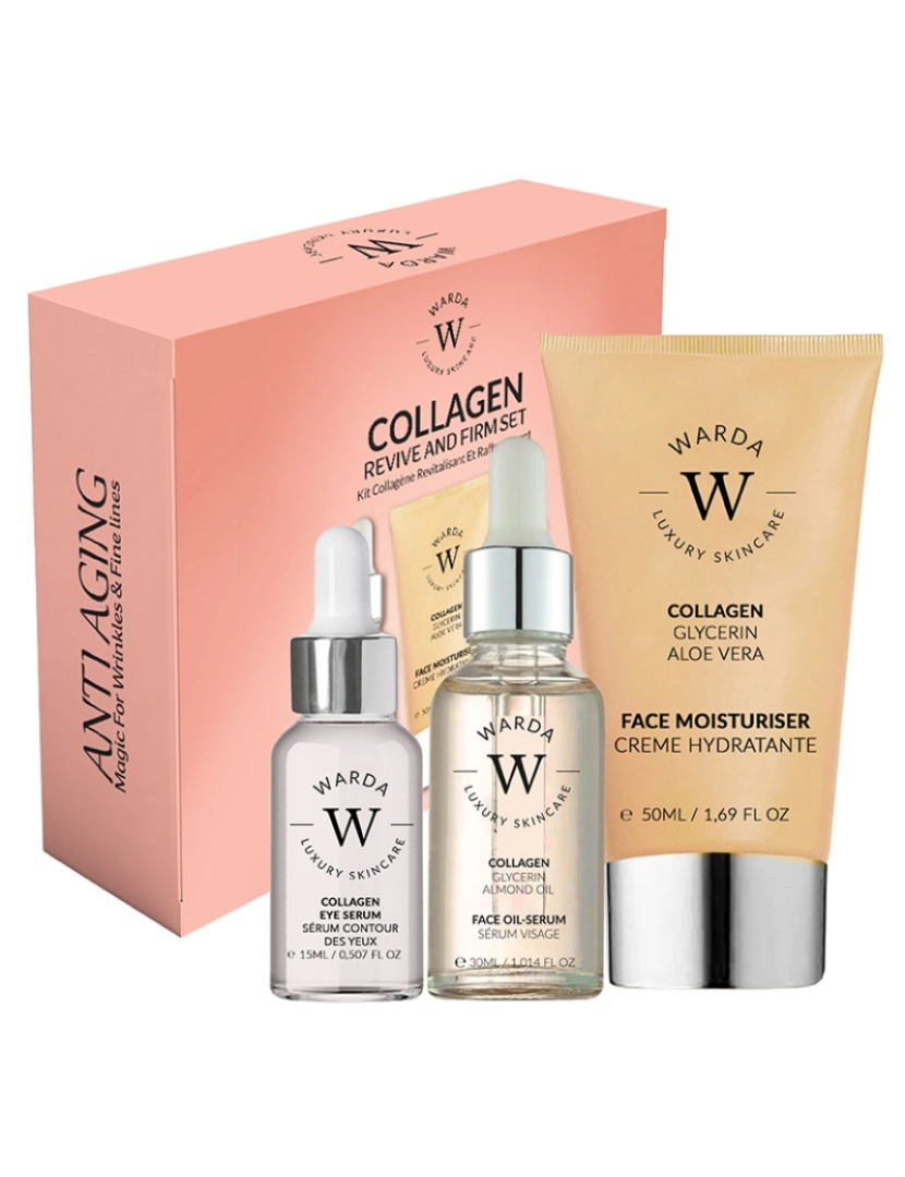 Warda Skincare - COLLAGENSKIN LIFTER BOOST OIL SERUM 30ml + SKIN LIFTER BOOST COLLAGEN MOISTURIZER 50ml + SKIN LIFTER BOOST COLLAGEN EYE SERUM 15ml