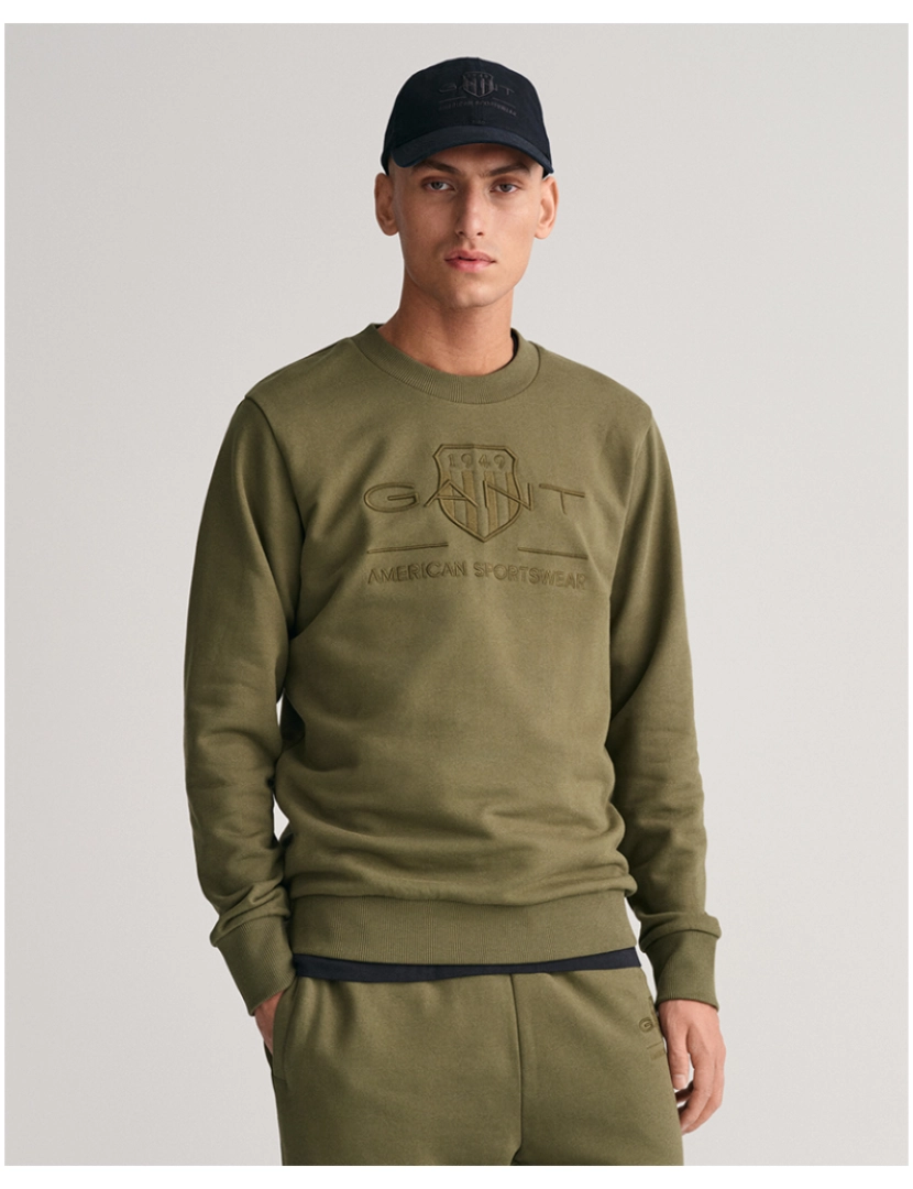 Gant - Sweatshirt De Homem  Tonal Shield Verde Zimbro