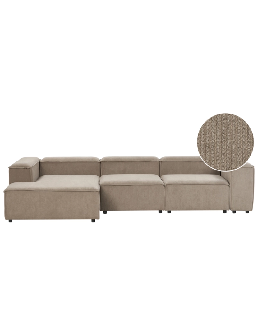 Beliani - Sofá modular de canto com chaise à direita em bombazine taupe 3 lugares com pernas pretas estilo moderno para Sala de Estar