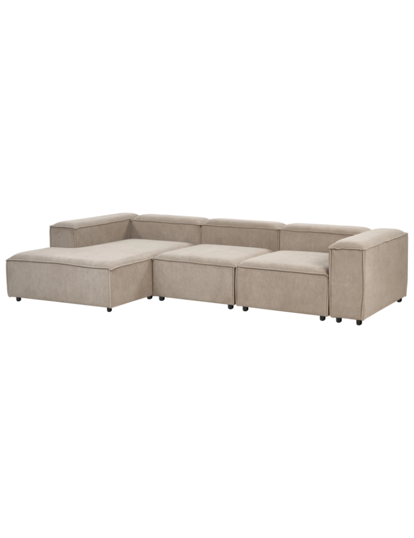 imagem de Sofá modular de canto com chaise à direita em bombazine taupe 3 lugares com pernas pretas estilo moderno para Sala de Estar5