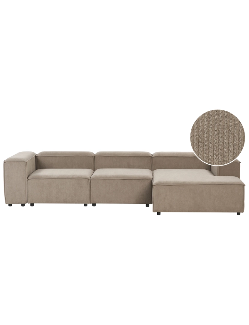 Beliani - Sofá modular de canto com chaise à esquerda em bombazine taupe 3 lugares com pernas pretas estilo moderno para Sala de Estar