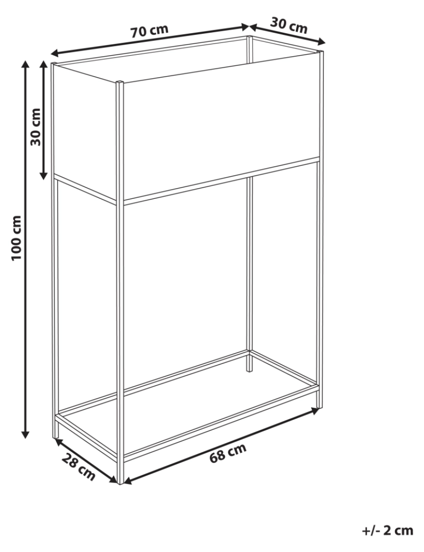 imagem de Suporte retangular para vasos em metal creme 70 x 30 x 100 cm para interior ou exterior2