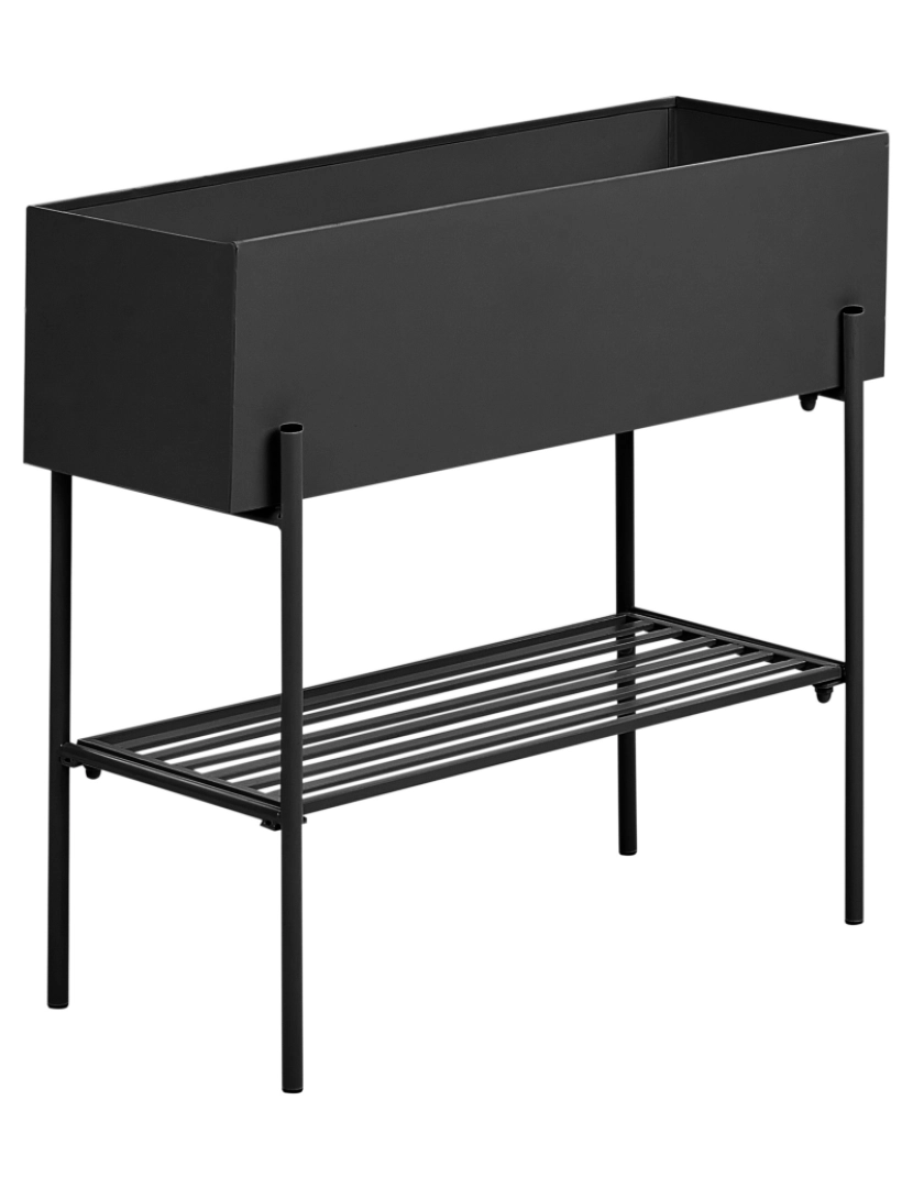 Beliani - Suporte retangular para vasos em metal preto 70 x 28 x 66 cm para interior e exterior