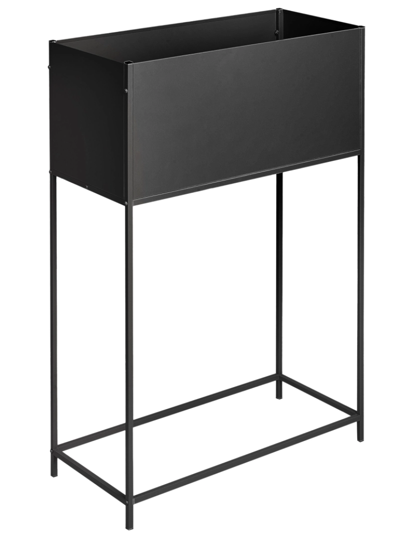 Beliani - Suporte retangular para vasos em metal preto 70 x 30 x 100 cm para interior ou exterior