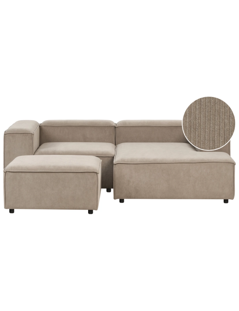 Beliani - Sofá de canto modular 2 lugares com chaise à esquerda repousa-pés em bombazine taupe com pernas pretas estilo moderno para sala de estar