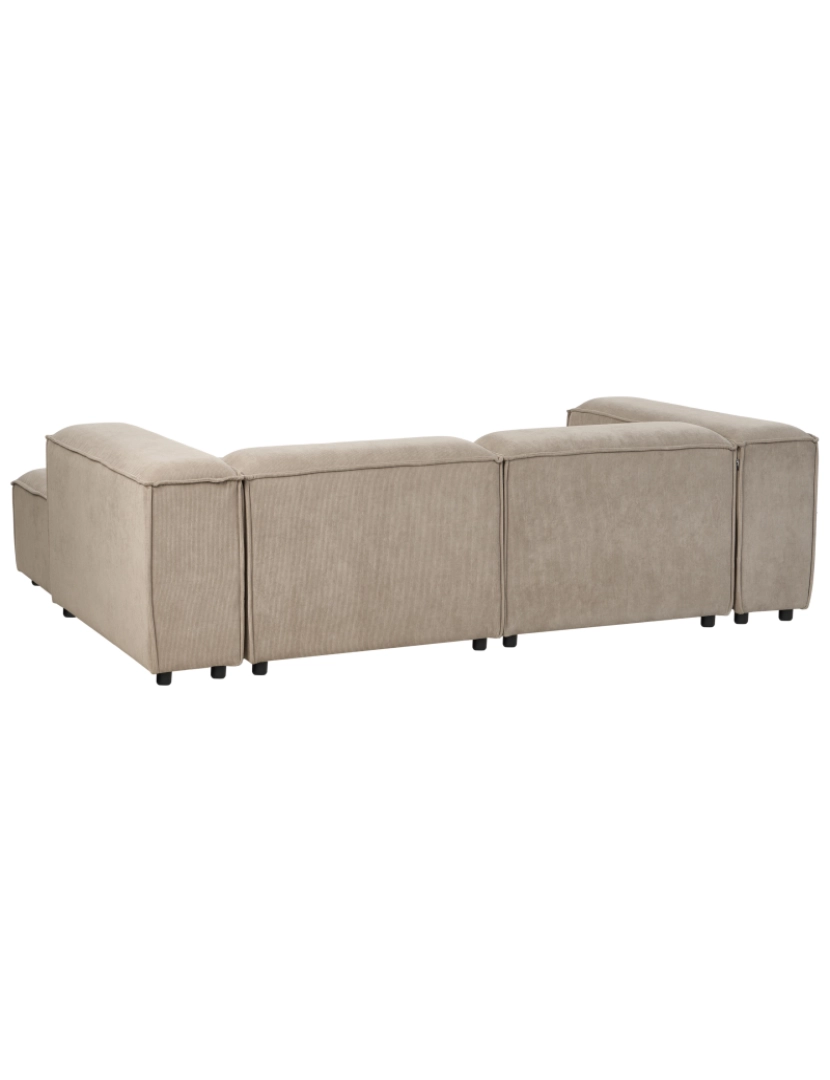 imagem de Sofá de canto modular 2 lugares com chaise à esquerda repousa-pés em bombazine taupe com pernas pretas estilo moderno para sala de estar7