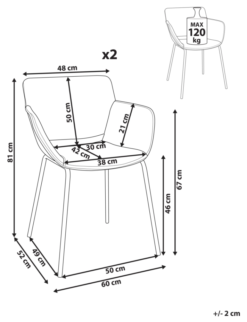 imagem de Conjunto de 2 cadeiras de jantar estofadas em tecido de poliéster verde com pernas em metal para cozinha ou sala de jantar elegante2