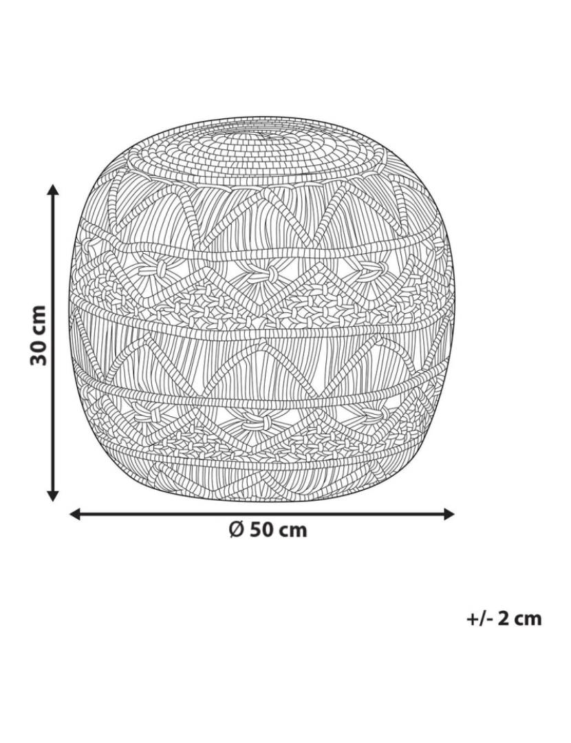 imagem de Pufe de jardim em material sintético creme entrançado à mão 50x50 cm de estilo boho2