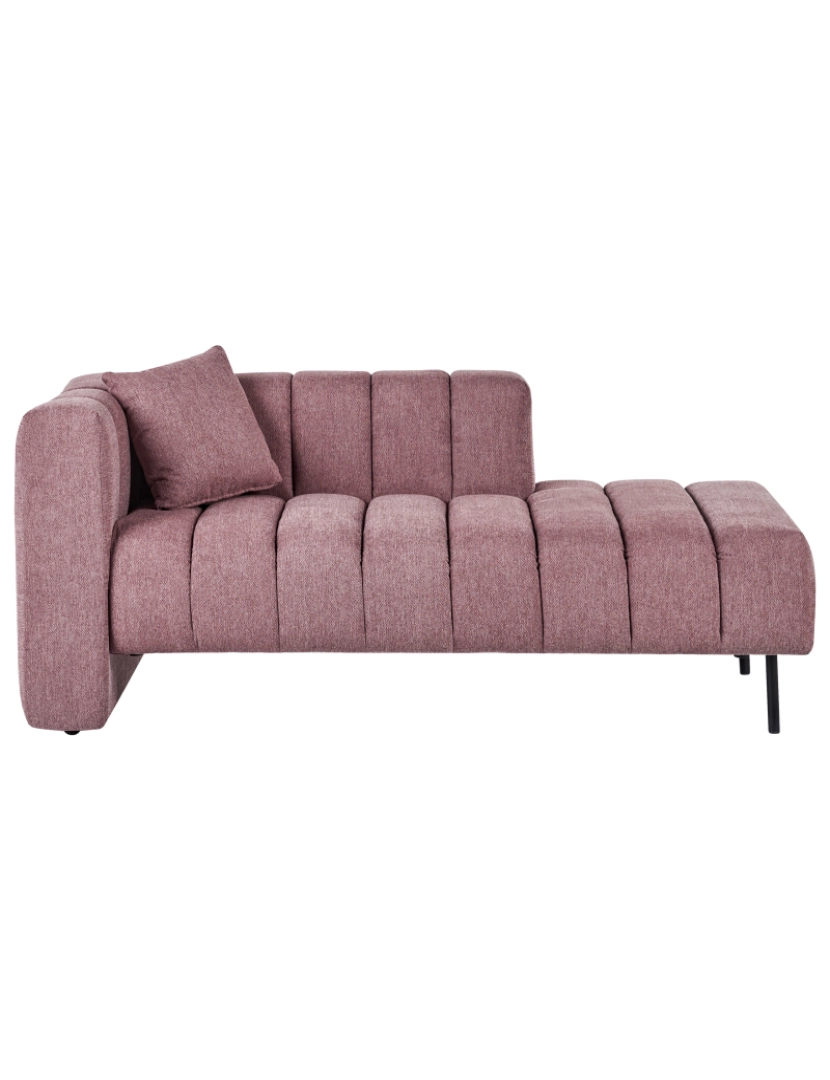 Beliani - Chaise-longue estofada em tecido rosa com pernas pretas versão à esquerda e almofada para interiores modernos