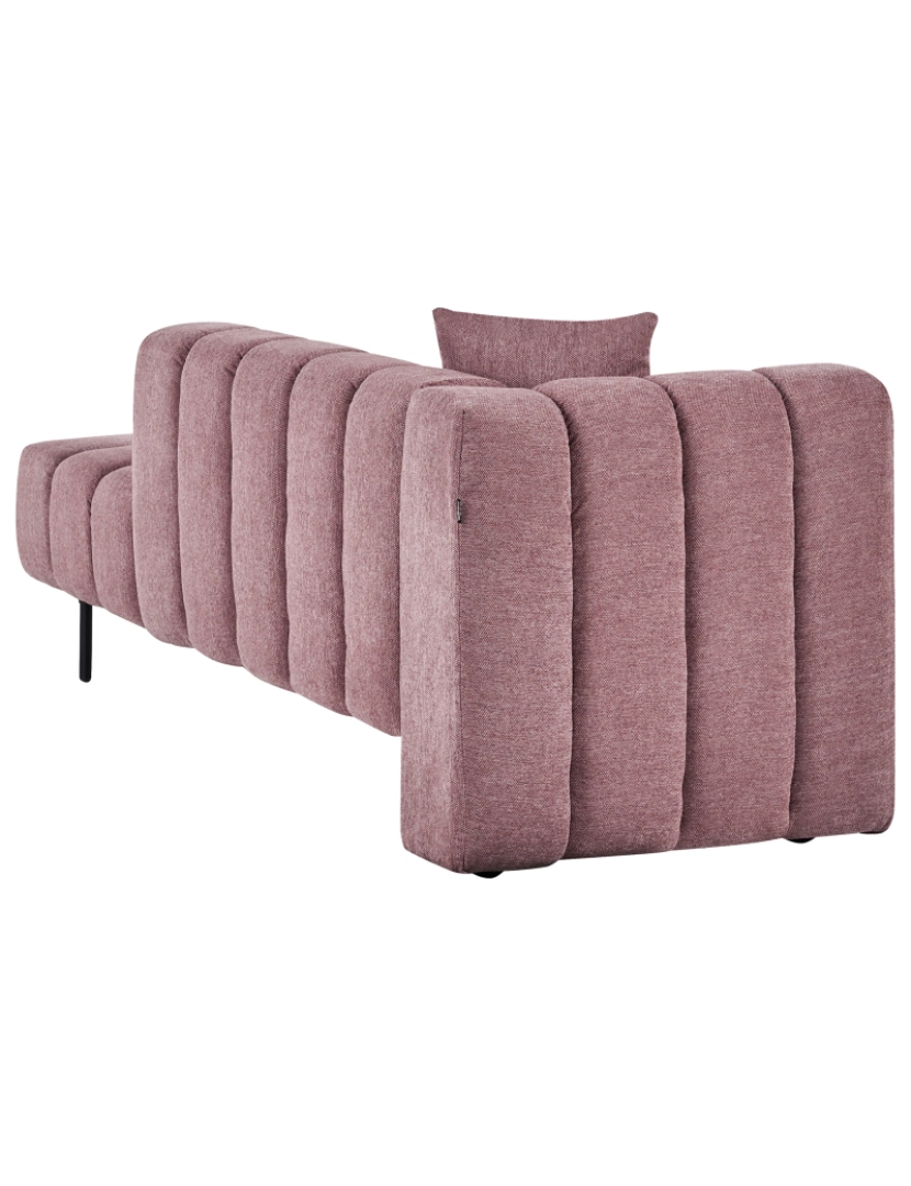 imagem de Chaise-longue estofada em tecido rosa com pernas pretas versão à esquerda e almofada para interiores modernos5