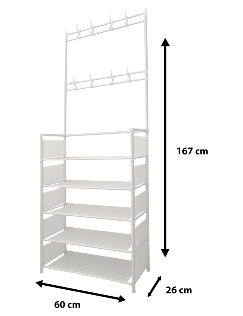 imagem de Cabide de Entrada com Sapateira 16 Cabides 5 Alturas Nyana Home Branco5