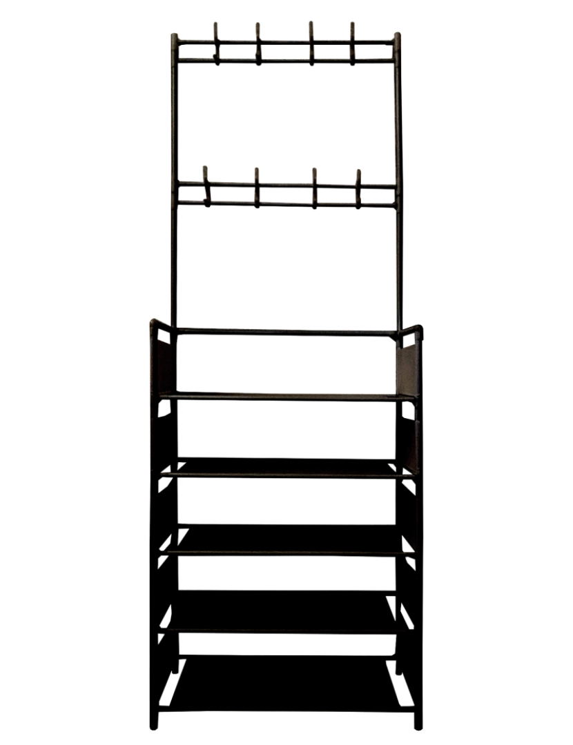 imagem de Cabide de Entrada com Sapateira 16 Cabides 5 Alturas Nyana Home Preto2