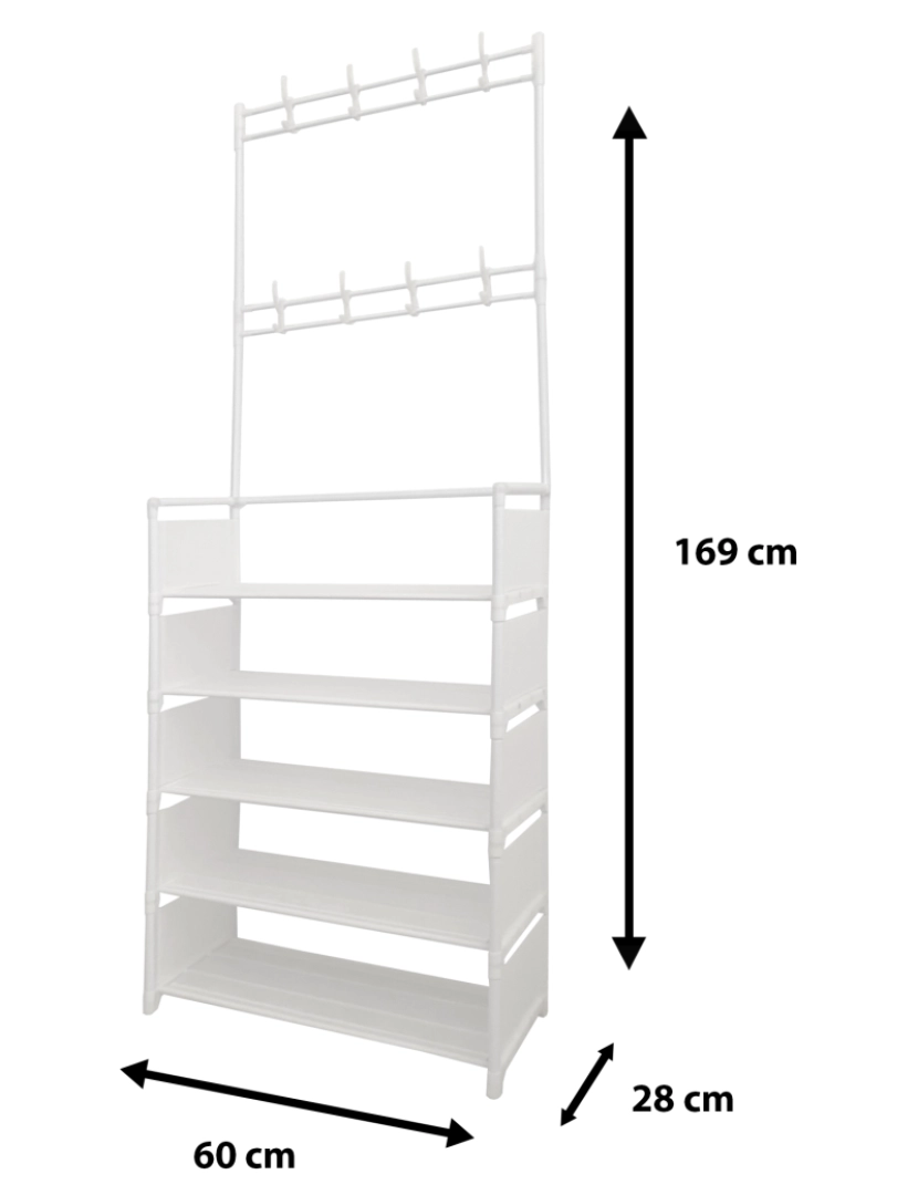 imagem de Cabide de Entrada com Sapateira PLus 16 Cabides 5 Alturas Nyana Home Branco5