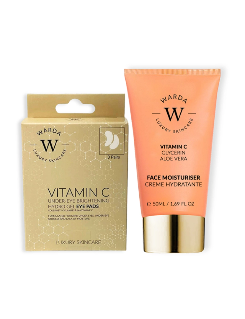 Warda Skincare - Warda - HYDRO GEL ILUMINADOR DE VITAMINA C SOB OLHOS x 3 + HIDRATANTE SKIN GLOW BOOST VITAMINA C 50ml