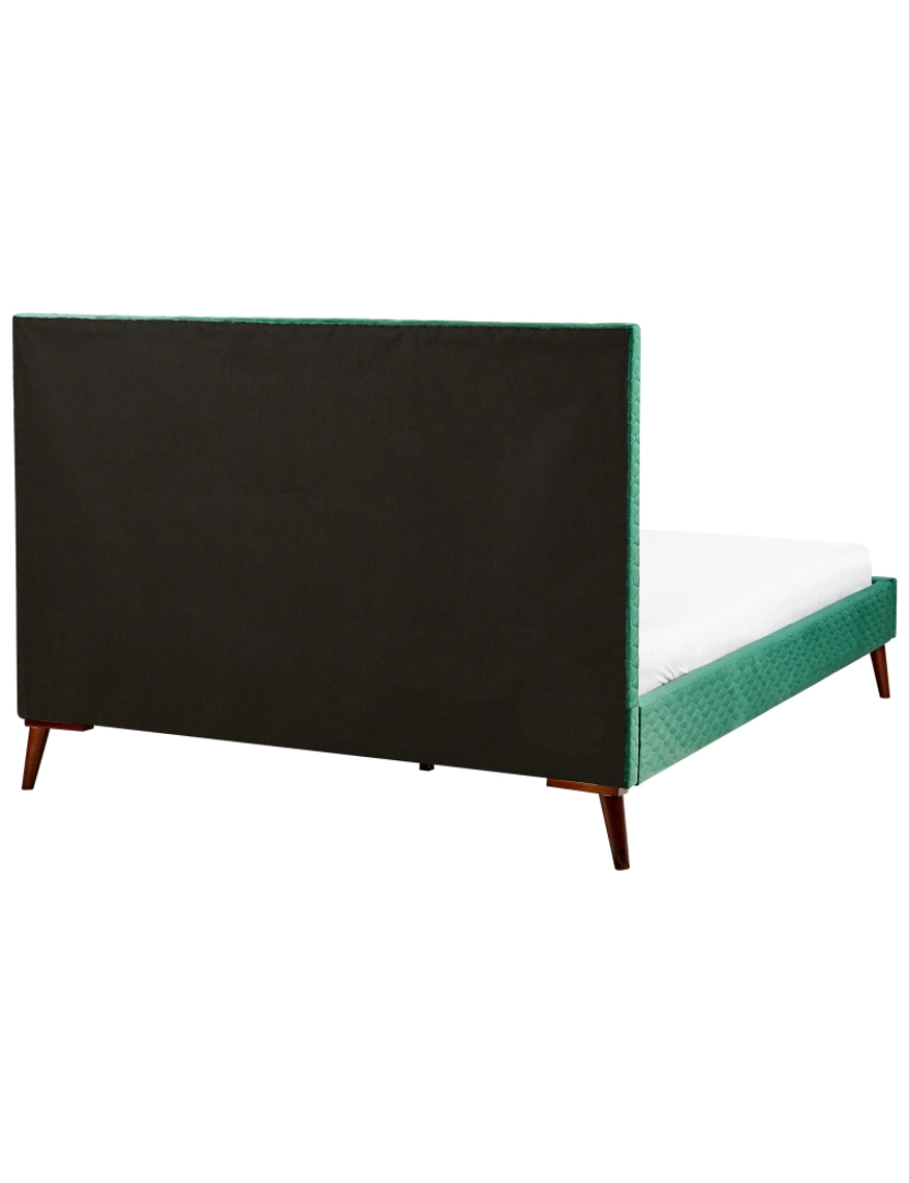 imagem de Cama estofada em veludo verde escuro 180 x 200 cm com cabeceira estofada em favos de mel para quartos elegantes e moderno5