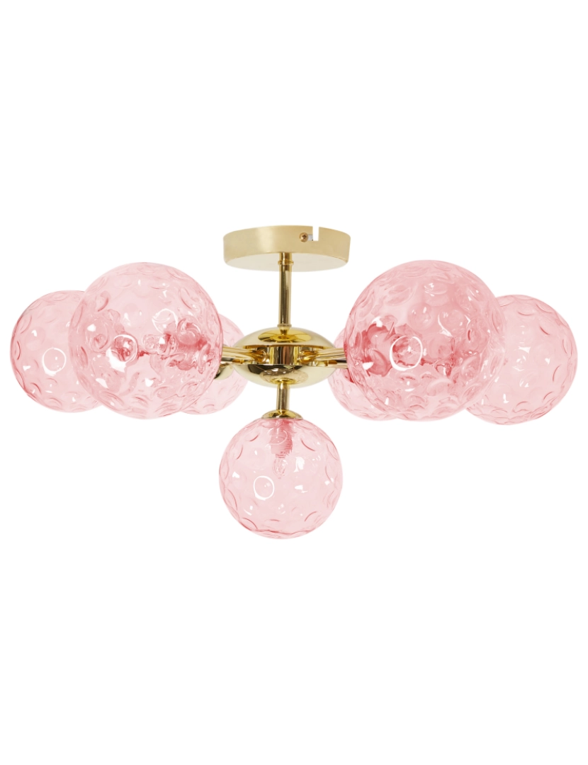 Beliani - Candeeiro de teto para 7 luzes em vidro e ferro rosa e dourado estilo moderno glamouroso para sala de estar