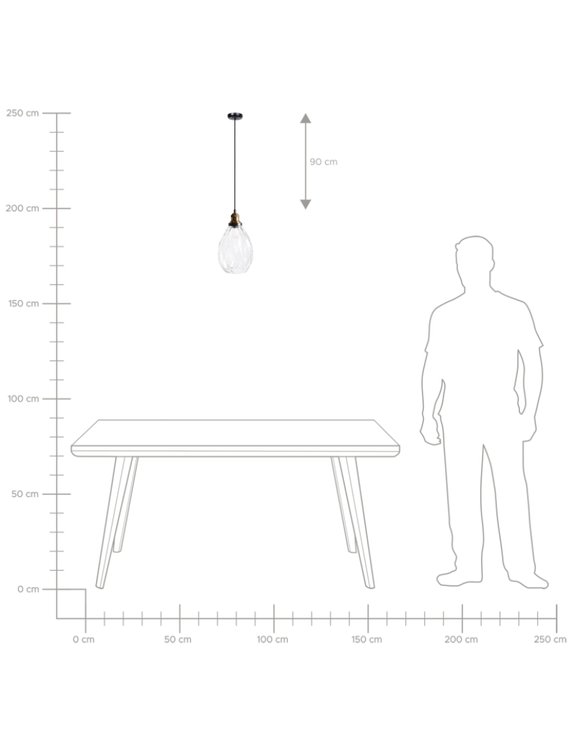 imagem de Candeeiro suspenso com abajur em vidro transparente e metal ideal para sala de estar ou de jantar9