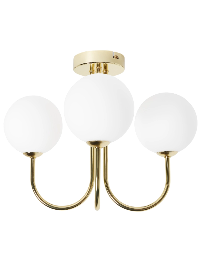 Beliani - Candeeiro de teto para 3 luzes em vidro e ferro branco e dourado estilo moderno glamouroso para sala de estar