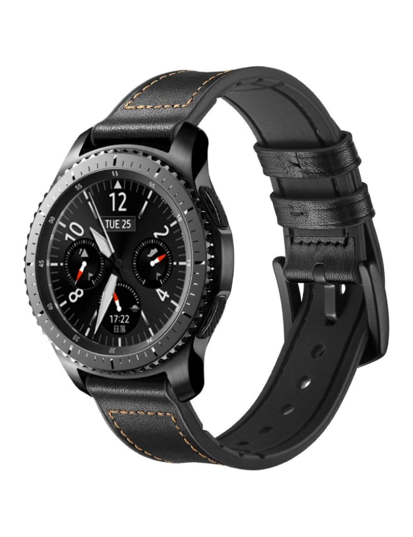 Inf - Pulseira Samsung Gear S3 Classic, Frontier, Galaxy Watch 22 mm Couro Preto