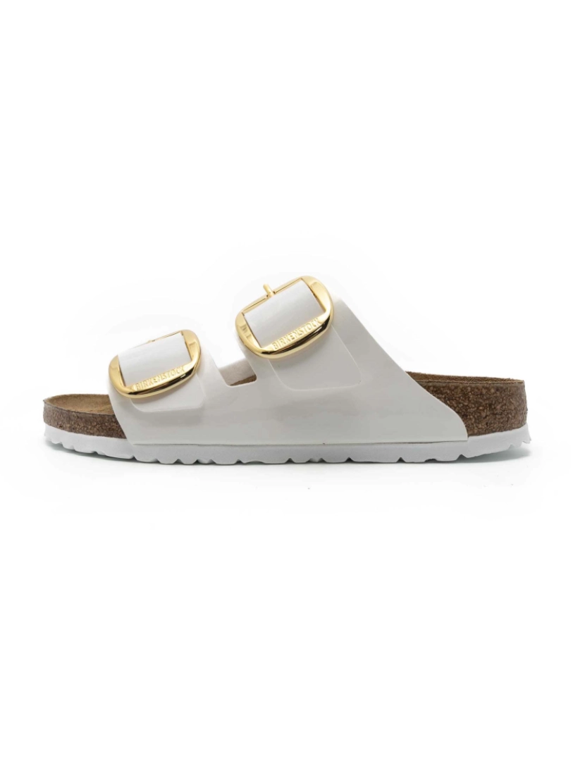 Birkenstock - Birkenstock Arizona Big Buckle Patent Chinelos Brancos, Patente Birko Flor