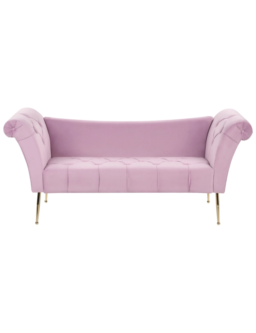 Beliani - Chaise-longue estofada em tecido de veludo violeta claro, assento acolchoado e pernas de metal dourado