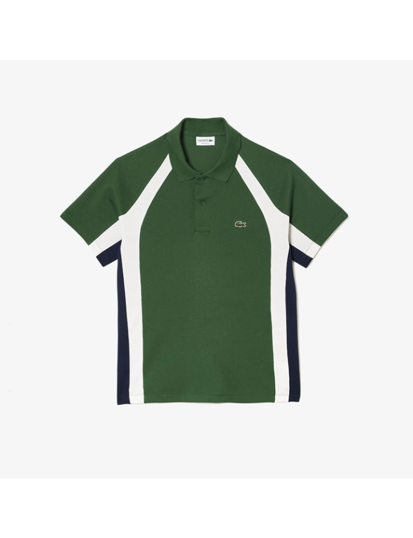 Lacoste - Polo De Homem Verde Azul Marinho Ecru