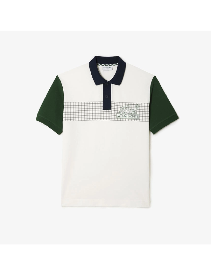 Lacoste - Polo De Homem Ecru Verde Azul Marinho