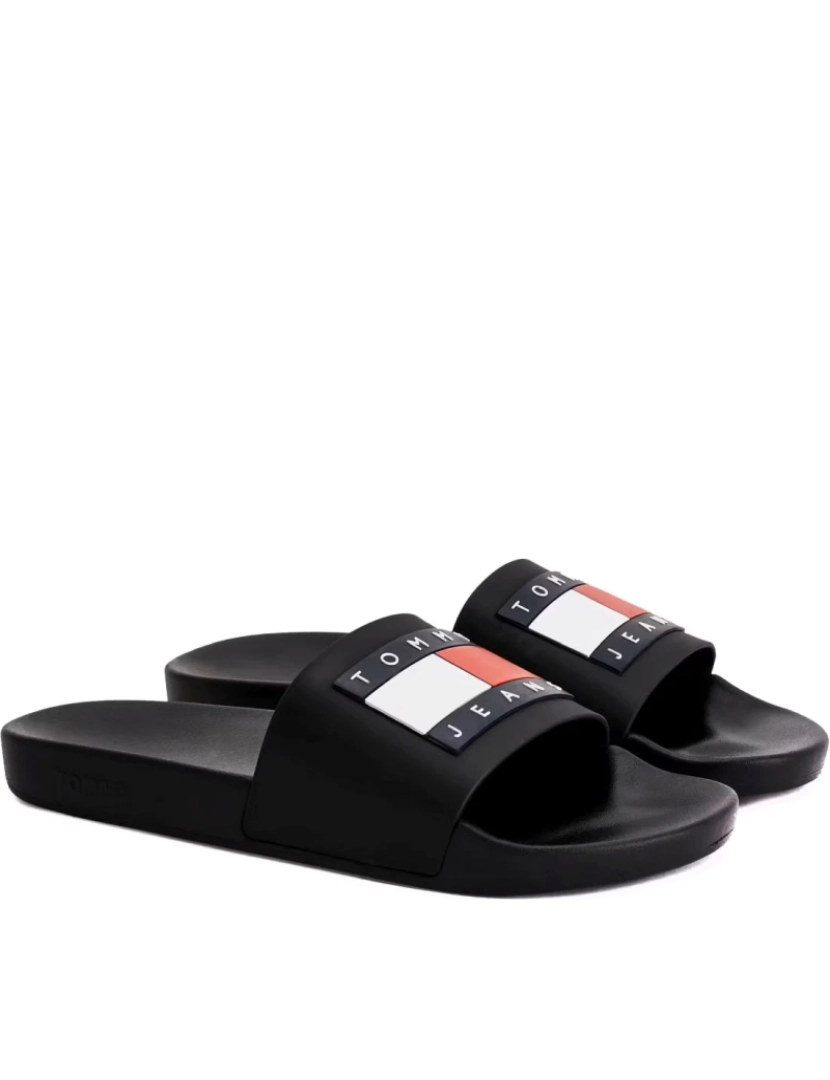 imagem de Tommy Jeans Black Flip Flops sapatos masculinos2