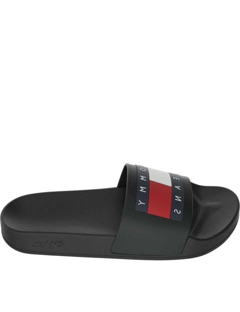 imagem de Tommy Jeans Black Flip Flops sapatos masculinos3