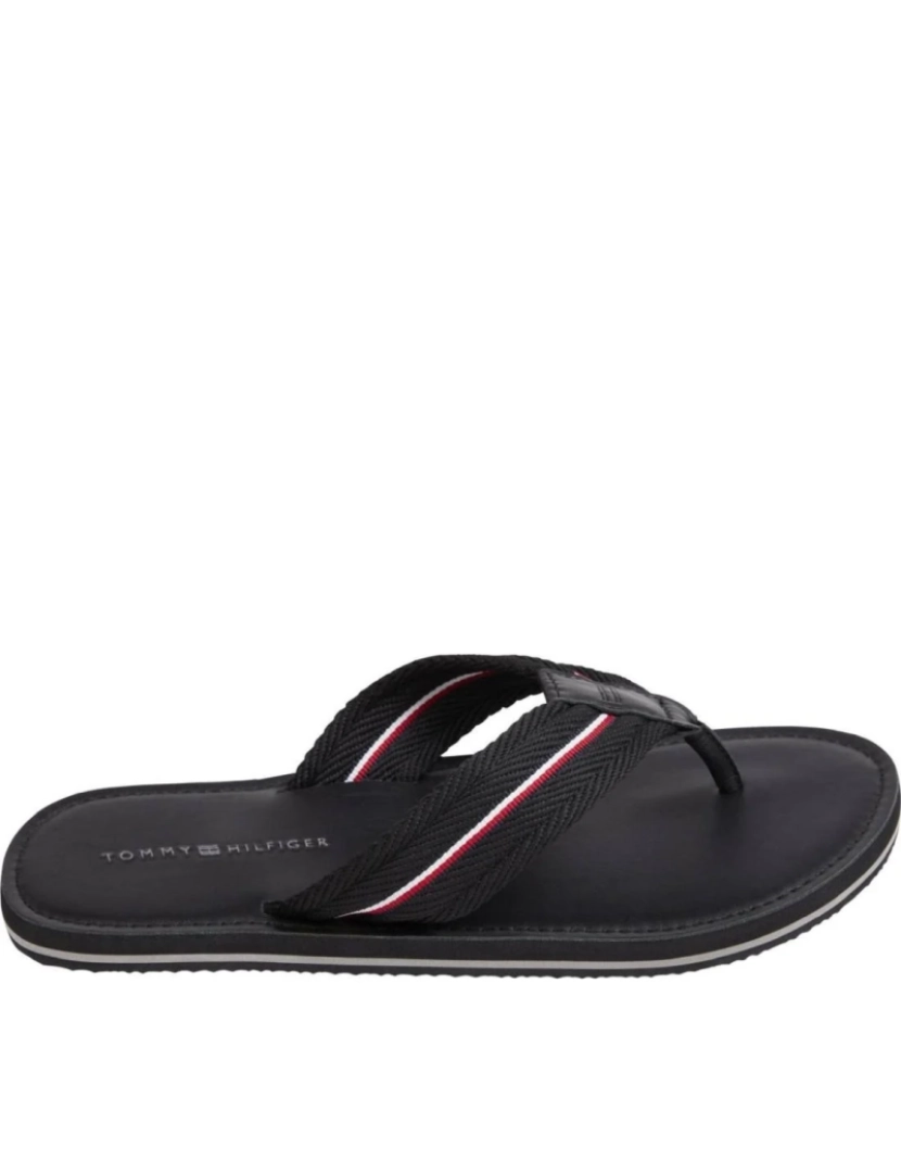 Tommy Hilfiger - Tommy Hilfiger Black Flip Flops sapatos masculinos