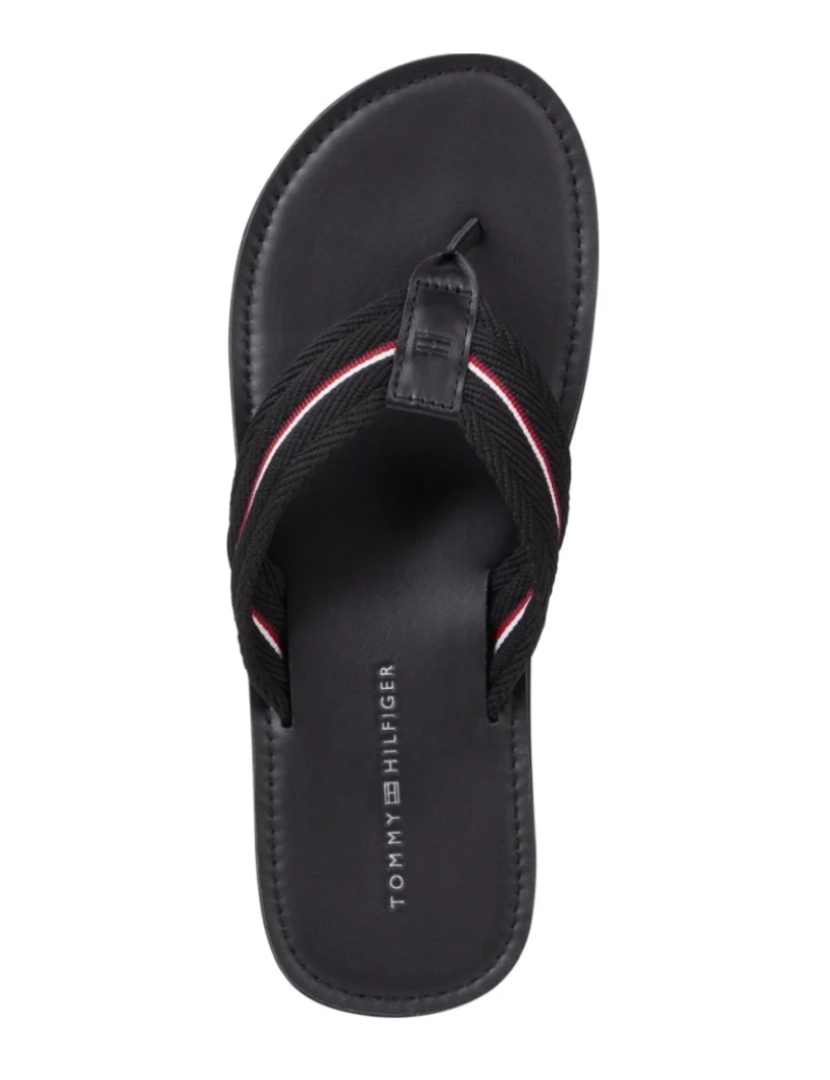 imagem de Tommy Hilfiger Black Flip Flops sapatos masculinos3