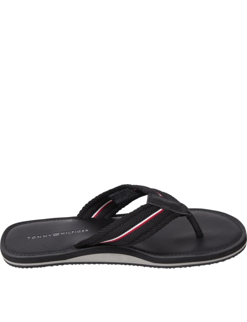 imagem de Tommy Hilfiger Black Flip Flops sapatos masculinos5