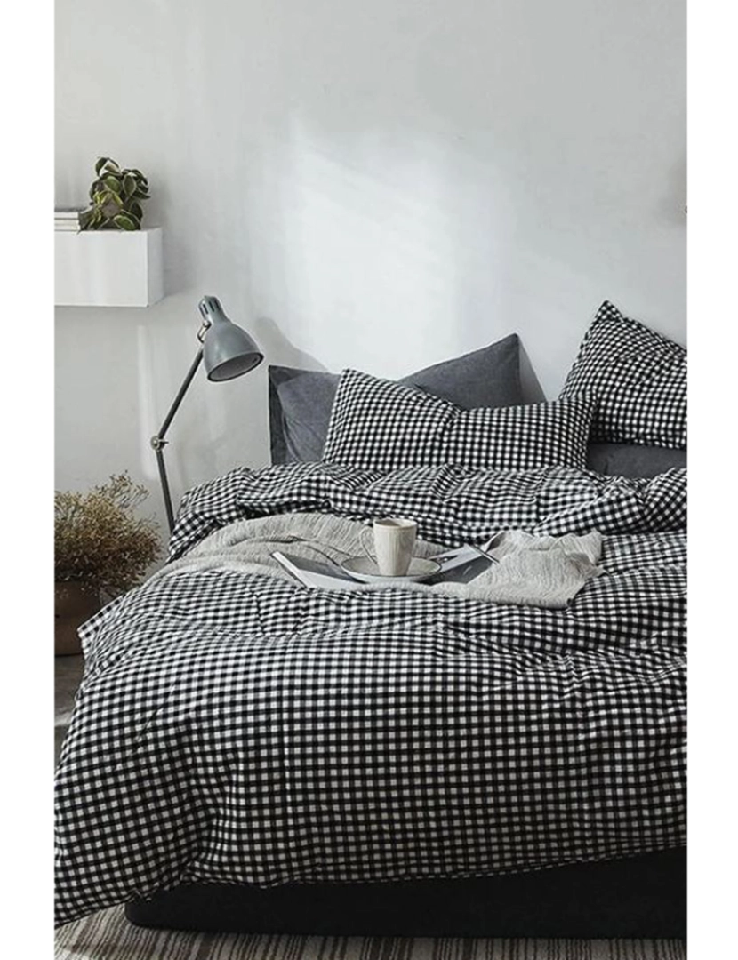 Mila Home - Conjunto Roupa Cama Casal Mini Square Preto